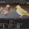 ハンドメイド風な鳥の置物をBlenderの棚に置いてみた♪