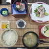 今日のタイメシ(退職者飯)は、神戸からのお客さんと島活の刺身ランチ！！