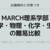 MARCH理系学部(数学・物理・化学)の難易比較