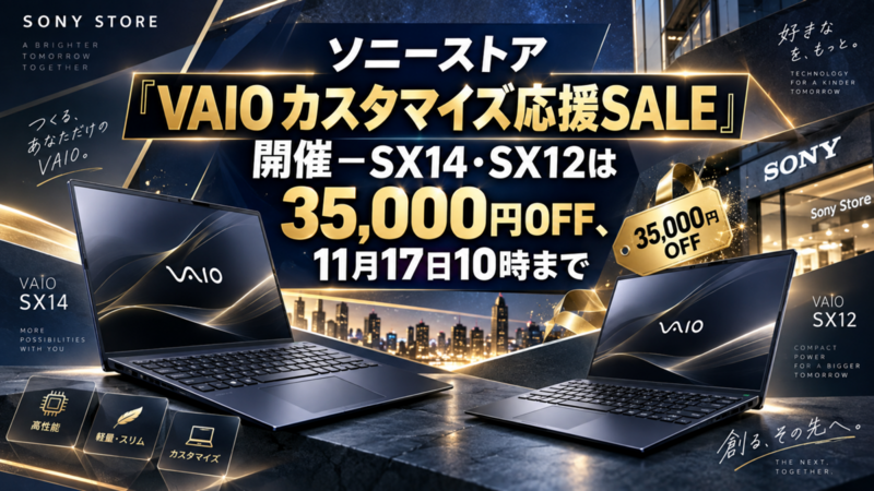ソニーストア「VAIO カスタマイズ応援SALE」開催―SX14・SX12は35,000円OFF、11月17日10時まで