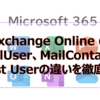 【Microsoft365参考書】Exchange Online の MailUser、MailContact、Guest Userの違いを徹底解説