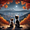 夜景に映る夢、猫と秋のひととき