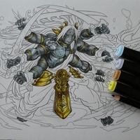 2 ダイソーイラストマーカー 100均コピック 黒色鉛筆でパズドラ塗り絵の続きです 塗り絵日記