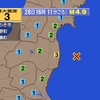 夜だるま地震速報『最大震度3／福島県』