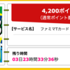 【ハピタス】ファミマTカードが期間限定4,200pt(4,200円)！ ショッピング条件なし！ さらに最大4,000ポイントプレゼントキャンペーンも！ 年会費無料！