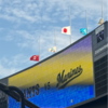 半旗を掲げたマリン現地観戦。