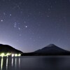 精進湖の富士山と星空