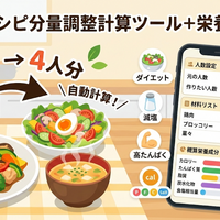【ブラウザ完結・即計算】レシピ分量計算サイト｜人数変更・調味料対応