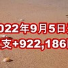 2022年9月5日週の収支は +922,186円