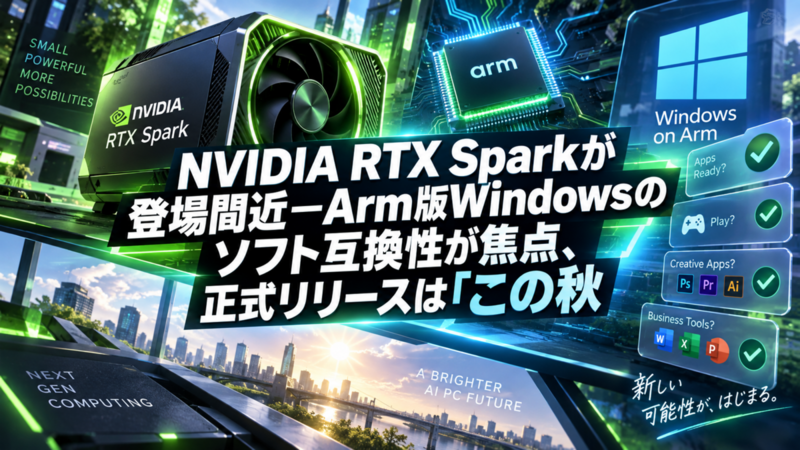 NVIDIA RTX Sparkが登場間近―Arm版Windowsのソフト互換性が焦点、正式リリースは「この秋
