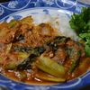 本日のスパイス料理『サバ缶トマトカレー春菊和え』
