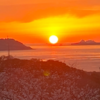 【写真あり】満開の桜を盛り込んだ関門海峡の春の夕陽が美しすぎる！幻想的な景色を紹介！