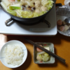 「豆腐、野菜と鶏、エビのつくね鍋」