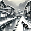 雪夜の三毛猫