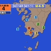 夜だるま地震速報『最大震度4／鹿児島湾』
