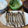今日の食べ物　朝食にししゃも