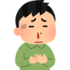 息子がベッドから落ちて鼻血を出す(汗)