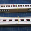 【1/80,16.5mm】復活つばめ制作「4&5」：スロ34/オロ40の制作(15)「シル・ヘッダーと車体側面雨樋の取り付け」