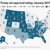 トランプ大統領の支持率は各州及びワシントンD.C.で低下している。