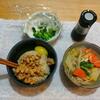 野菜味噌汁３日目。納豆玉子かけごはん