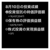 #2021年8月10日 #投資信託 の#時価評価額 。#保有株 の#評価損益額 。