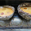 『Smoked eggs』燻製生卵をオーブントースターで好みの固に加熱。I baked Smoked eggs in the oven.