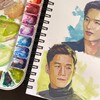 ガッシュ人物画の練習 韓国俳優描いてみた