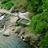 森の写真　湯野上温泉川沿いの露天風呂