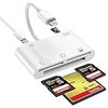 iPhone SD カード リーダー ライトニング マイクロ SD カード リーダー CF カード リーダー SD/TF/CF /M2 / XD カード 対応 カメラ 充電 写真 ビデオ 伝送 IOS 10.0 以降対応 (ホワイト)