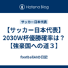 【サッカー日本代表】2030Ｗ杯優勝確率は？【強豪国への道３】