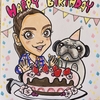 誕生日祝いの似顔絵ギフト　女性とペットのワンちゃん