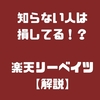 知らない人は損してる⁉　楽天リーベイツ　【解説】