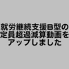 就労継続支援B型の定員超過減算動画をアップしました