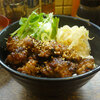 今日のお食事　スタ丼家の牛中落ちカルビ丼