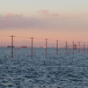 No.437【千葉県】夕方の海の中に立ち並ぶ電柱が幻想的！そこで大晦日の日没を見送った！