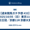 【週末競馬ガチ予想 #33】2025/10/05（日）東京11R 毎日王冠／京都11R 京都大賞典