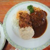 味のおぐら本店で、ビジネスセット（チキン南蛮 1/2・ハンバーグ 1/2）＠宮崎