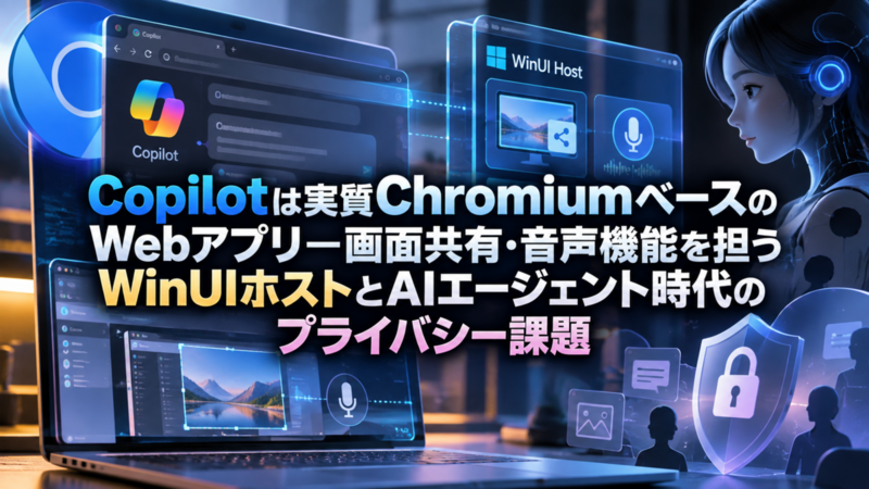 Copilotは実質ChromiumベースのWebアプリ―画面共有・音声機能を担うWinUIホストとAIエージェント時代のプライバシー課題