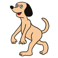 二足歩行まであと少しの犬 のかわいいイラスト