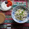 今週の朝ごはんあれこれ、虹色素麺の食べ納めもしました。