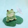 【新作】和紙で色付けたカエルと紫陽花の置物