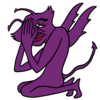 悩んでいるかわいい悪魔 のイラスト
