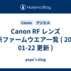 Canon RF レンズ 最新ファームウエア一覧 ( 2026-01-22 更新 )