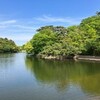 池のある公園にて