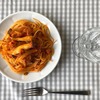 【一人分の簡単レシピ】エリンギとベーコントマトの煮込みパスタ。スパゲティで。