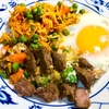 低糖質麺のライス風をトマトソースで炒める サイコロステーキを添えてランチ