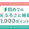 2025/9/30まで！初めて楽天ふるさと納税をすると楽天ポイントが1000ポイント貰える！