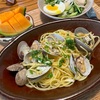 【パスタボンゴレと庭の葡萄】