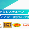 ファミレスチェーンを安い順に並べてみた！最強はもちろんサイゼリア、２番目は・・・