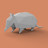 アルマジロのローポリゴン調ペーパークラフト無料型紙:low-poly Armadillo paper craft template